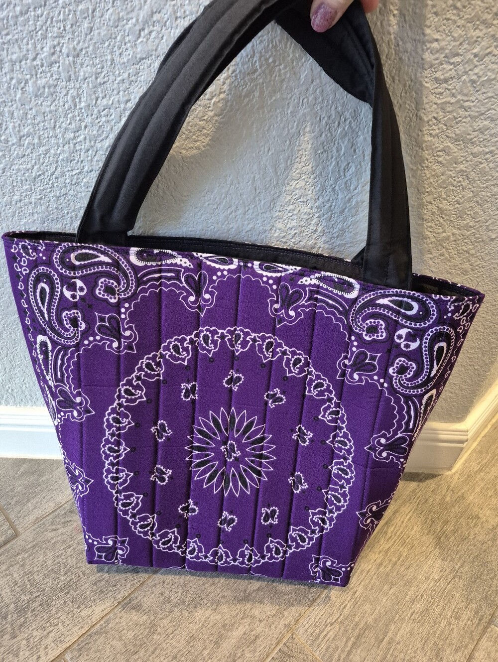 Quilted Purple Bandana Tote Bag